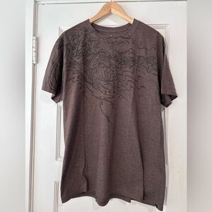 Quiksilver Brown Short Sleeve Tee with Subtle Black Graphic